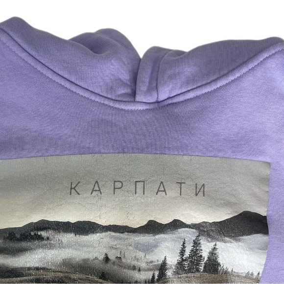 Purple hoodie made in Ukraine size 9/10 Karpatian Mountains‎ NWOT - Picture 6 of 13